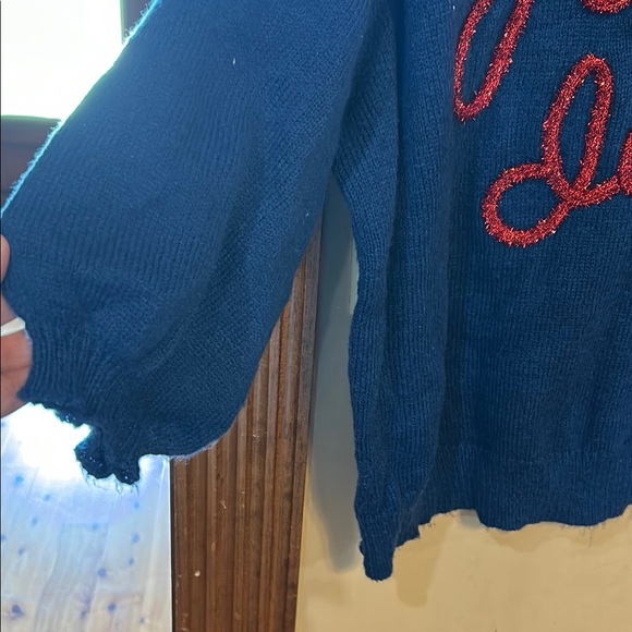 BiBi Blue Crew Neck Sweater with Red Embroidery - Picture 3 of 7